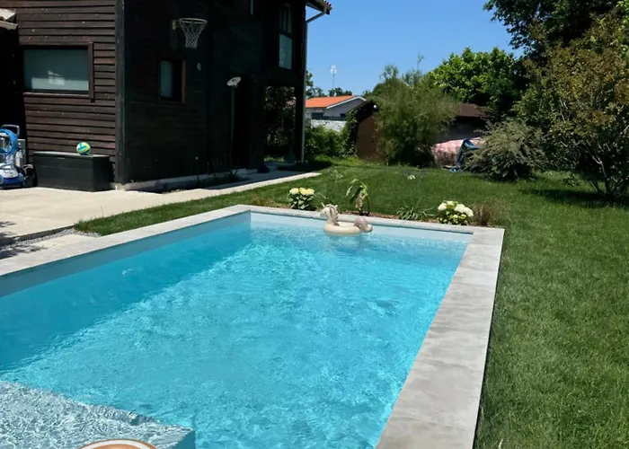Le De L'ocean - Maison Familiale En Bois Neuve - Piscine Chauffee Biscarrosse